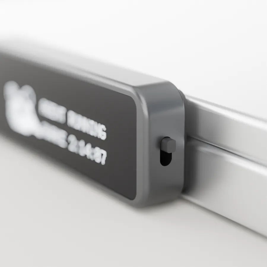 Render: the end of the key, with its slide switch.
